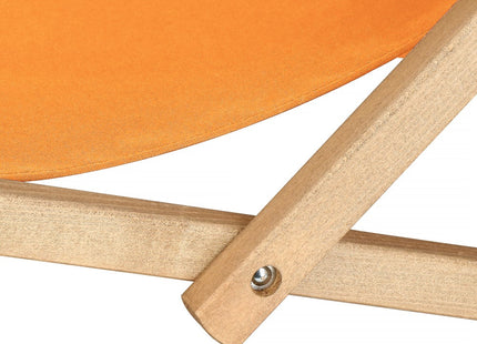 Ligbed | Strandstoel | Ligstoel | Verstelbaar | Armleuningen | Beukenhout | Geïmpregneerd | Handgemaakt | Oranje