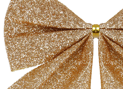Kerstboomhanger | Strik | Gouden Glitter | 3 Stuks | 11 Cm
