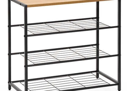 Schoenenrek | 4 Laags | Zwart | Naturel | 61,5 x 63 x 30 cm