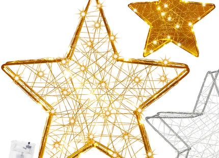 Kerstster - 30 LED - Kerstdecoratie - Warm Wit - Glas in Lood