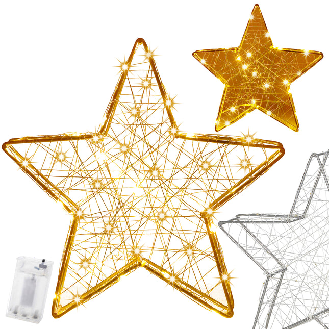 Kerstster - 30 LED - Kerstdecoratie - Warm Wit - Glas in Lood