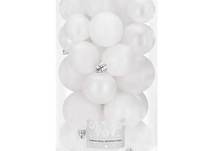 Kerstballen | 30 Stuks | 6/5/4 cm | Wit
