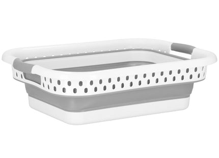 Wasmand | Opvouwbare Wasmand | Rechthoek | 24L | Grijs/Wit