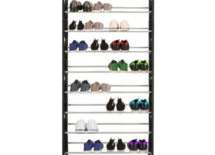 Springos Schoenenrek | 8 - 16 Paar Schoenen | 2 Laags | Kunststof/Metaal | Uitschuifbaar | Grijs