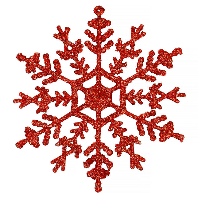 Kersthanger | Kerstversiering |Sneeuwvlok | 3 Stuks | 12 cm | Rood