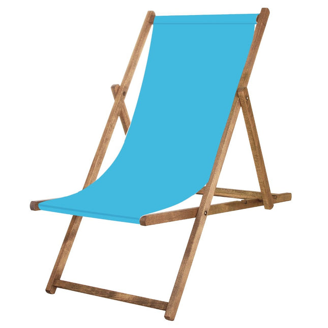 Houten Ligstoel | Strandstoel | Ligstoel | Verstelbaar | Beukenhout | Handgemaakt | Blauw