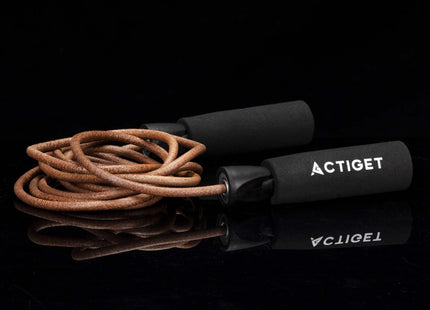 Actiget®  Springtouw | Sport Springtouw | Fitness Springtouw | Verstelbaar | Leer | Bruin | 297 Cm