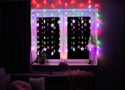 Kerstverlichting Sterrengordijn | Multicolor/Flits Koel Wit | 2 m | 180 Led's