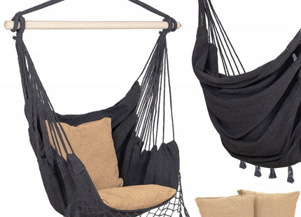 Hangstoel | Binnen & Buiten | Met 2 Kussens | Belastbaar tot 150 kg | 130 x 90 cm | Grijs/Beige