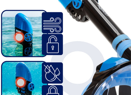 Snorkelmasker - Duikmasker - Duikbril - Camera Houder - Snorkel - Face Masker - DRY Top - Verstelbaar - L/XL - Blauw