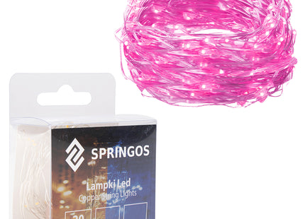 Kerstboomverlichting - 20 LED - Microdraden - 1.9 M - Roze
