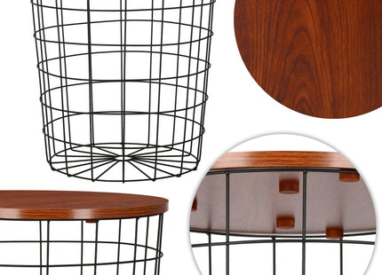 Salontafel | Salontafel Rond | Bijzettafel | 1 Stuk | 45 cm | Zwart/Donker Hout