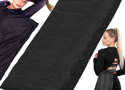 Slaapzak Kamperen - 190 x 73 cm - Dekenmodel - Inc. Draagtas - 8 t/m 20°C - Zwart
