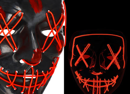 Masker -  Halloween - LED-Licht - Lichtgevend - Rood/Zwart