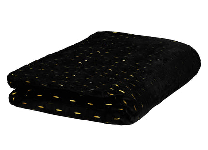 Plaid | Sprei | Deken | 200 x 150 cm | Pluche | Zwart/ Goud