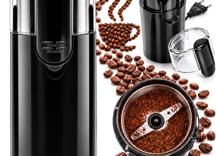Elektrische Koffiemolen 150W – Koffiebonenmaler 100 Gram – RVS Messen – 24.000-28.000 RPM – Elektrische Kruidenmolen – Zwart – Inclusief Reinigingsborstel