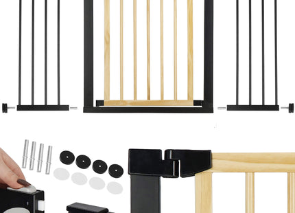 Traphekje | 75 - 124 cm | Traphek | Veiligheidshekje | Metaal | Hout | Zwart/Bruin