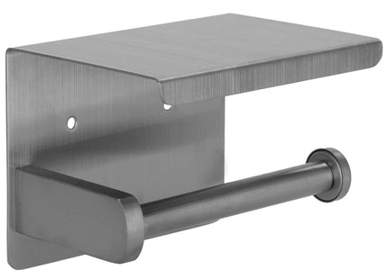 WC Rolhouder | Toiletrolhouder Met Plank | Chroom | Zwart/ Grijs