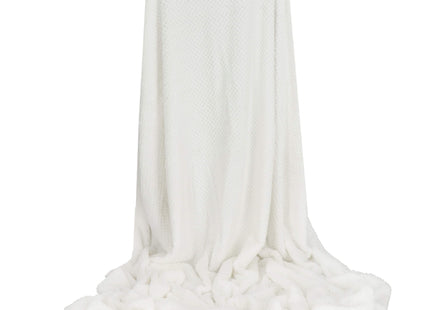 Plaid | Sprei | Deken | 220 x 200 cm | Pluche | Wit