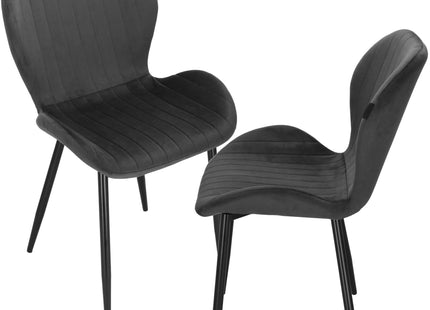 Stoel - Gestoffeerd - Fluwelen - Metaal - Woonkamer - Keuken - Eetkamer - Interieur - Zwart