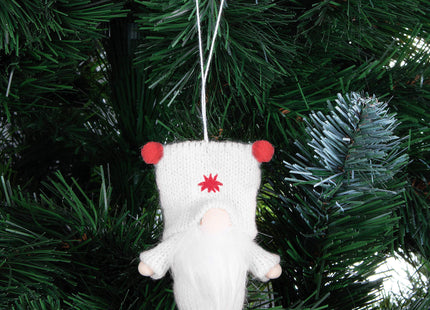 Kerstkabouter - Kersthanger - Kerstdwerg - Kerstversiering - Witte - 8 cm