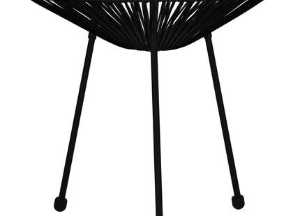 Tuintafel - Draad - Rotan - Zwart - Rond - Glas - 50 Cm