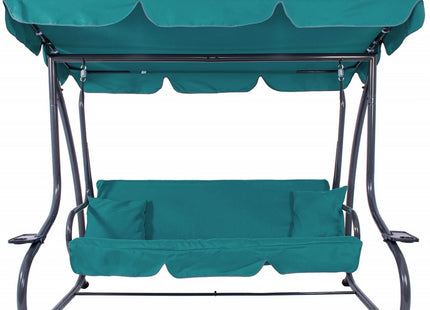 Schommelbank | Venezia-Schommel | 3-zits | Waterafstotend | Inclusief 2 Kussens | Verstelbare Luifel | 163 x 193 x 120 cm | Turquoise