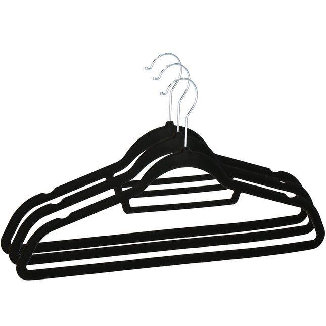 Velours Kledinghangers - 3 Stuks - Draaibaar - Luxe - Zwart