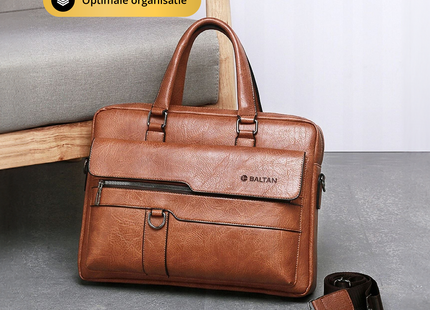 Baltan Leren Aktetas - Laptoptas - Tot 16 inch - Bruin - 10L - 38 X 29 X 10 CM