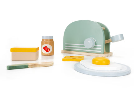 Springos ® Houten Broodrooster - 6-delig - Keuken Speelgoed - Groen