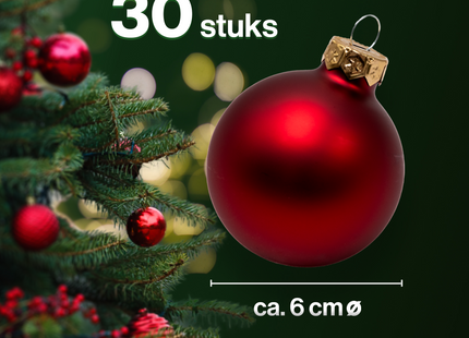Kerstballen Glas | 30 Stuks | Mix | Glas | Mat | Glans | Rood |