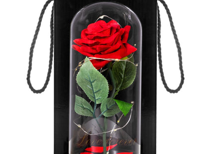 Roos | Valentijn | Rozen | LED | 22 cm | Rood/Groen/Zwart | Warm wit