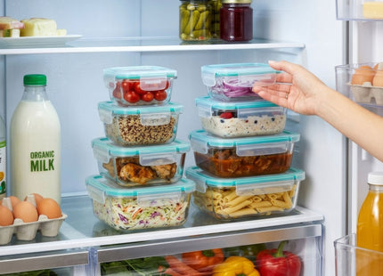 Voedselcontainer - Voorraadpot - Tempratuurbestendig - Keukenaccessoire - Set Van 8 - Borosilicaatglas - Kunststof