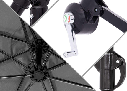 Parasol | Parasols | Kantelbaar | Met Ventilatie | Donkergrijs | Ø300 CM