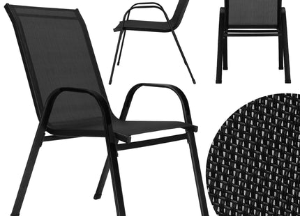 Tuinstoel | Tuinstoelen | Tuinstoel Buiten | Staal &Textileen | 130 kg | Grijs | 1 Stuk