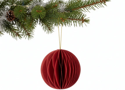 Kerstbal | Papier | 8 Cm | 3D | Rood | 6 Stuks