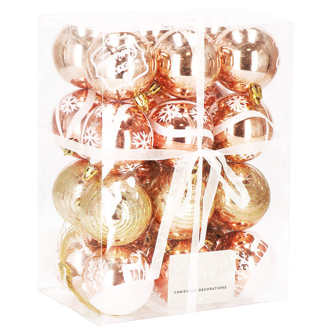 Kerstballen | 24 Stuks | 6 cm | Rose Goud