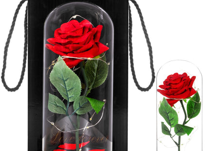 Roos | Valentijn | Rozen | LED | 22 cm | Rood/Groen/Zwart | Warm wit