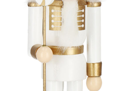 Notenkraker Kerst | Houten Soldaat | Kerstversiering | Goud/Wit | 30,5 cm