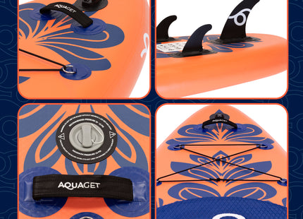 SUP Board - Opblaasbaar Paddle Board - Met Tas - Met Zitje -Inclusief Accessoires - Complete Set - Max. 220KG - 350x86cm - Marineblauw/Oranje