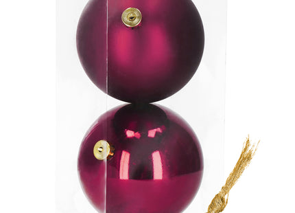 Kerstballen | 2 Stuks | 15 cm | Bordeaux