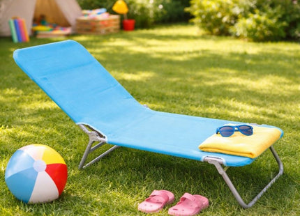 Ligbed | Strandstoel | Ligstoel | Verstelbaar | 126 x 48 x 24 Cm | Blauw