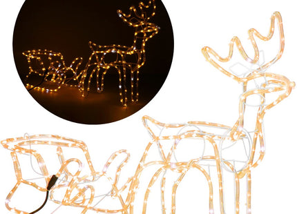 Rendier Met Slee | 264 LED Lampjes | Warm Wit/Blauw