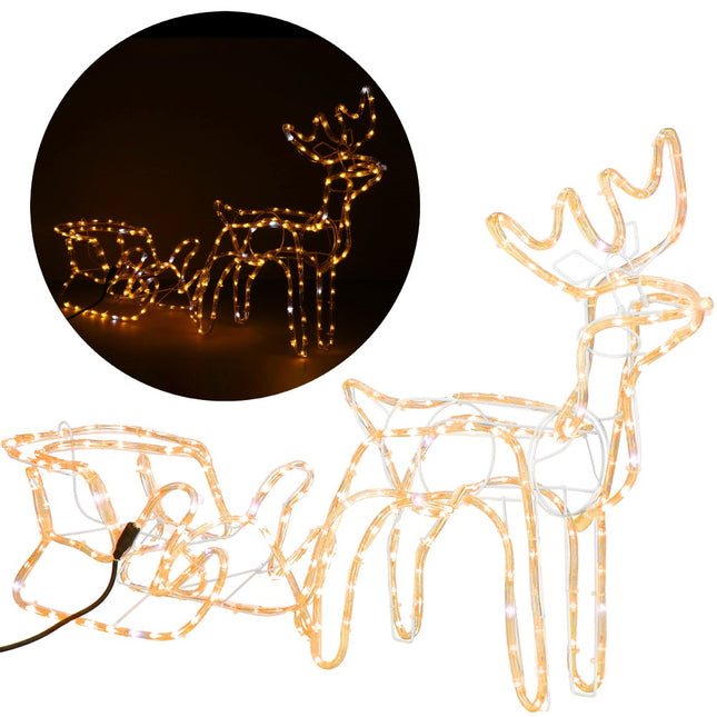 Rendier Met Slee | 264 LED Lampjes | Warm Wit/Blauw