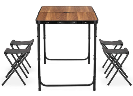 Picknick Tafel Met Stpelen- Campingtafel - Campingset - Biertafel - Horeca -Tafel - Stoelen - Opvouwbaar - Bruin - 120 x 60 x 55 cm