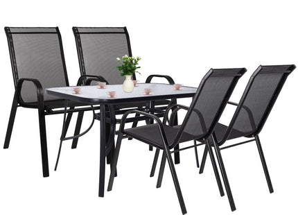 Tuinset | Tuinset 4 Persoons | Tuinsets | Tuintafel & Tuinstoelen | 4 Personen | Zwart