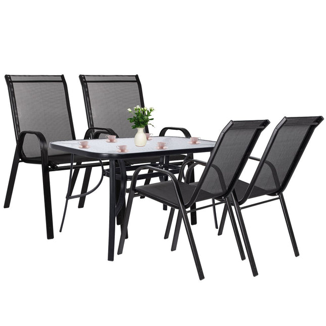 Tuinset | Tuinset 4 Persoons | Tuinsets | Tuintafel & Tuinstoelen | 4 Personen | Zwart