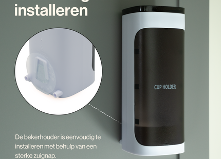 Bekerdispenser - Bekerhouder- Plastic - Ophangbaar - Zwart - Wit
