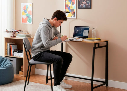 Bureau – Werkbureau – Computer Bureau – Bureautafel – Opklapbaar – 80 X 75 X 40 CM – 30 Kg - industriële - Zwart/Bruin
