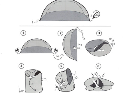 Strandtent | Pop-Up Strandtent | UV Filter | Windbescherming | Inclusief Draagtas | 200 x 120 x 110 cm | Wit/Oranje